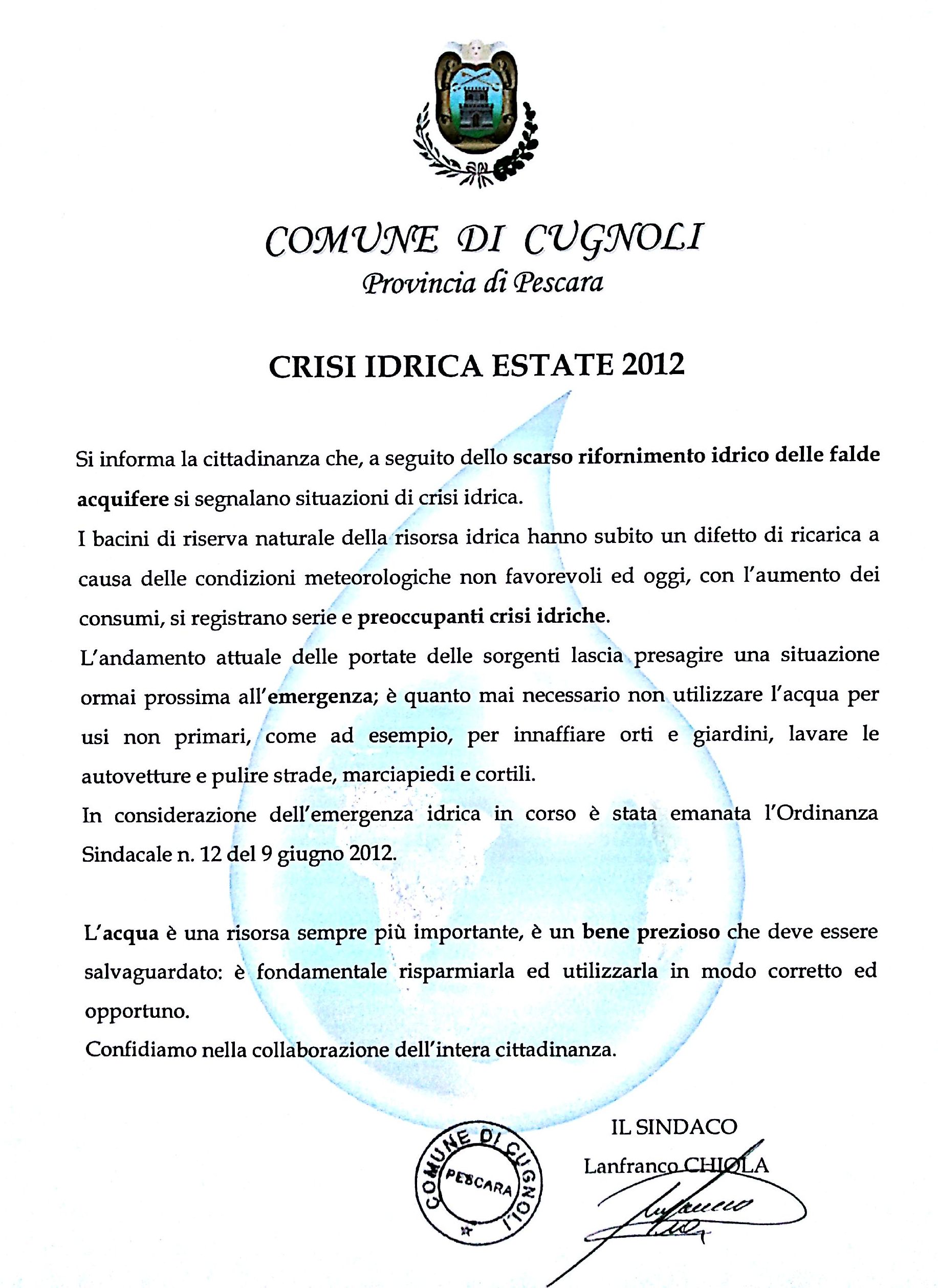 Crisi idrica 2012